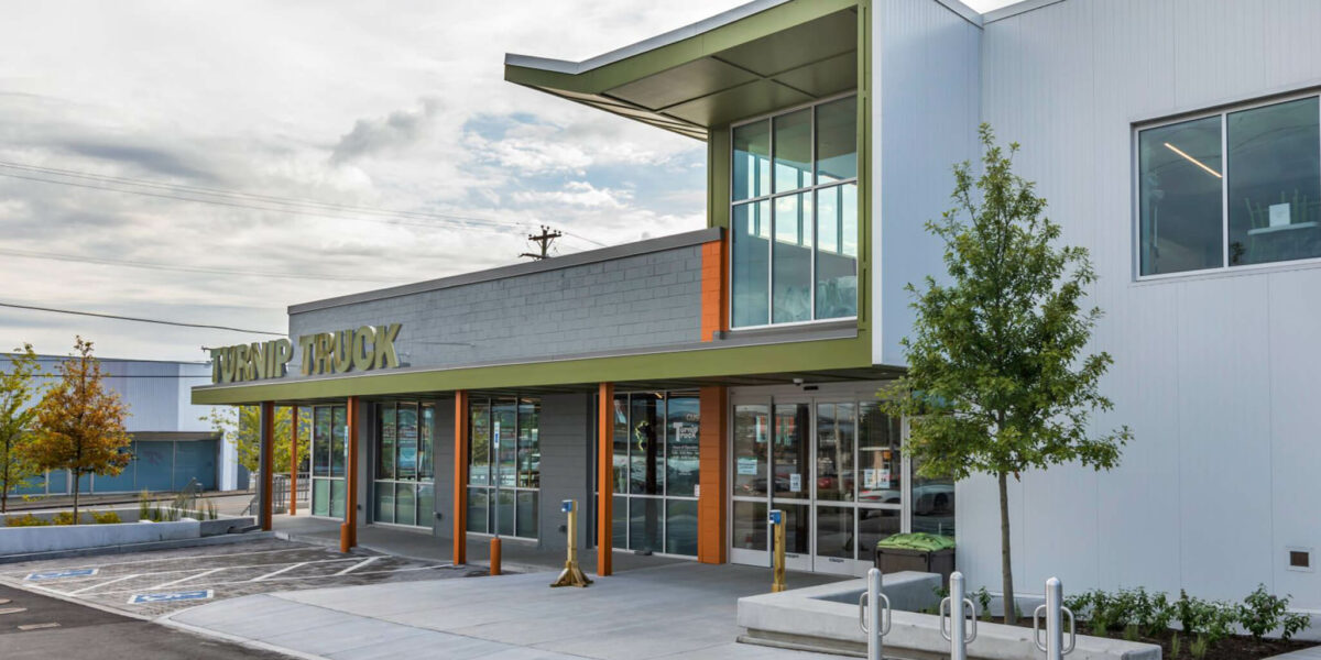 Exterior shot of the Turnip Truck Grocery Store in Nashville, Tennessee