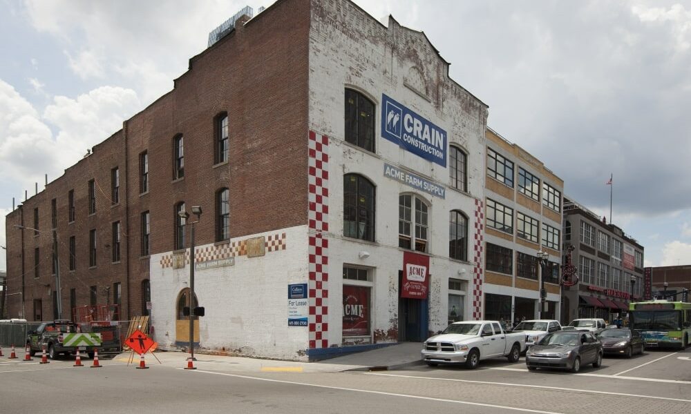The exterior of Acme Farm Supply bar on Broadway in Nashville