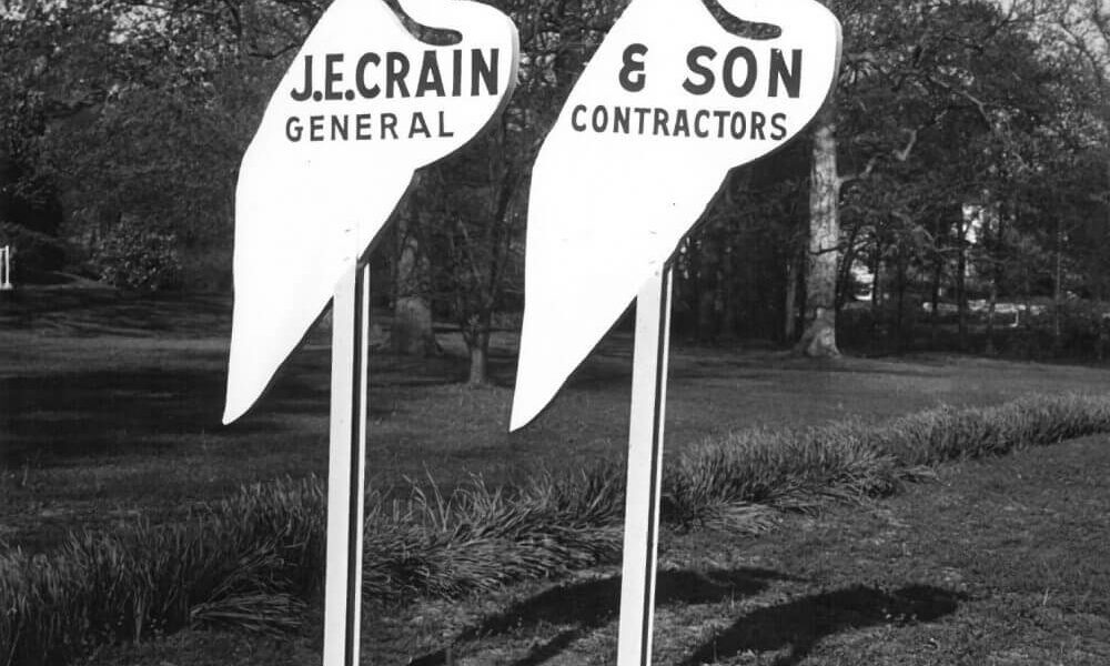 Black and White Vintage Crain Construction Sign