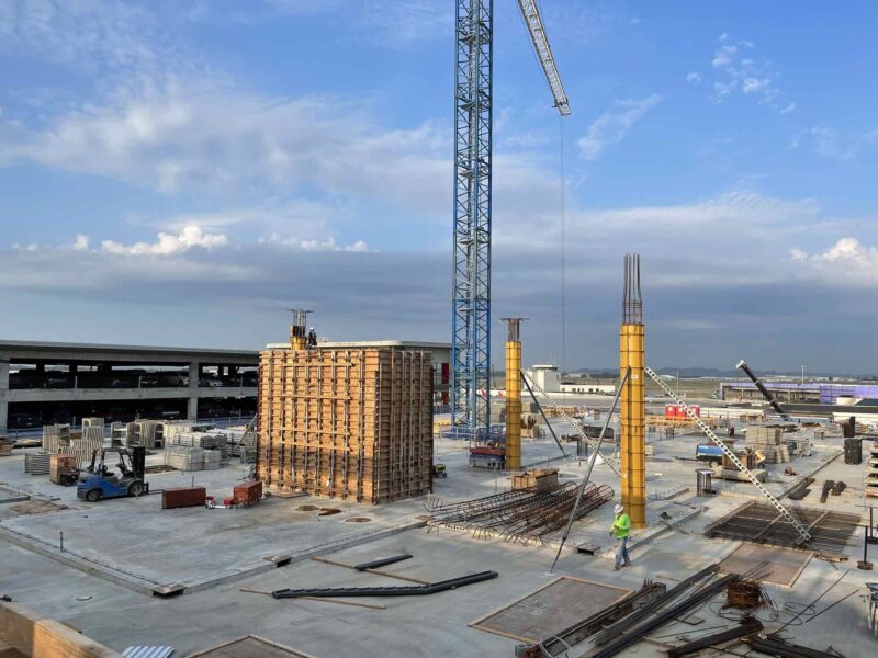 An aerial view during the construction of the BNA Hilton in Nashville, Tennessee